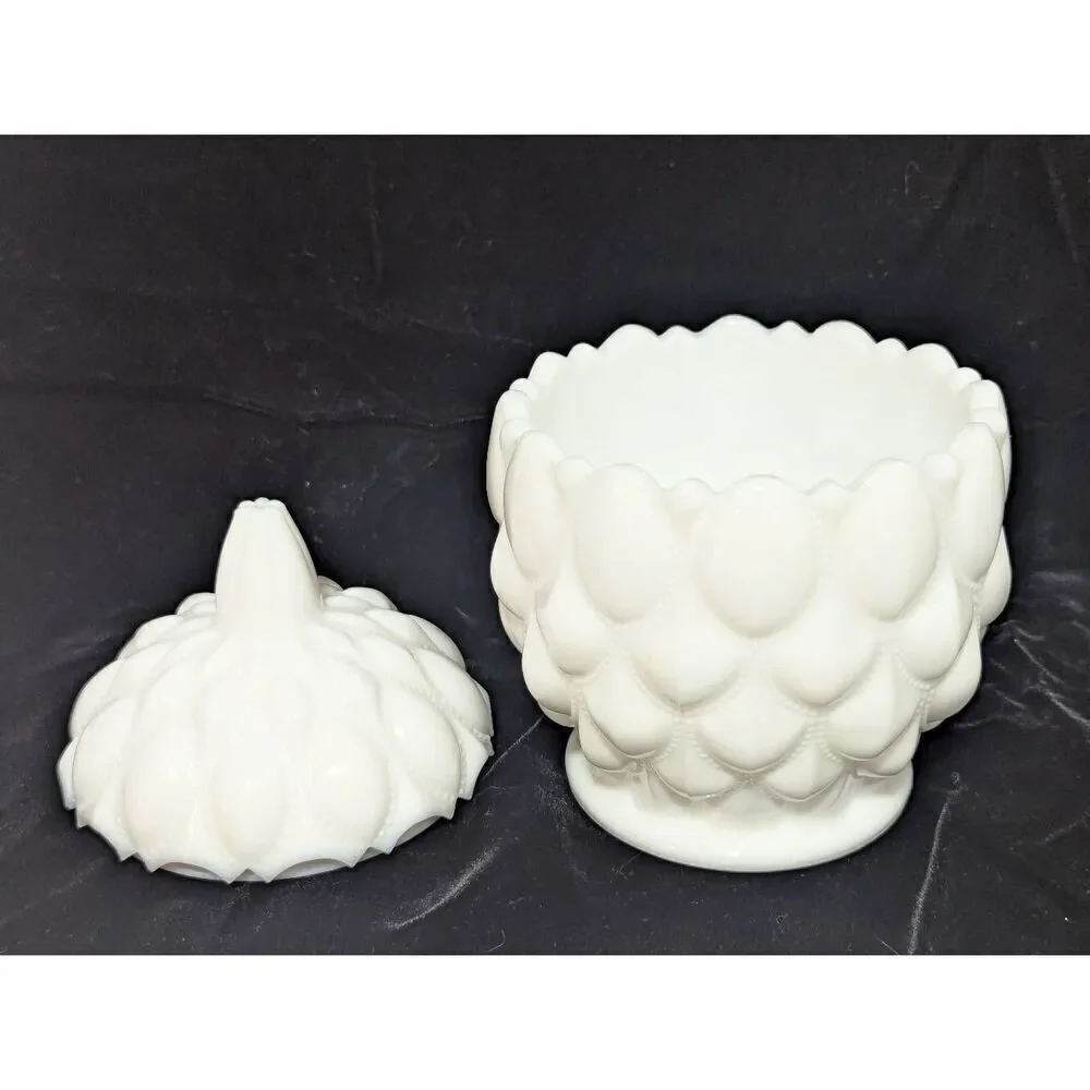 Fostoria Milk Glass Heavy Pedestal Vase With Lid